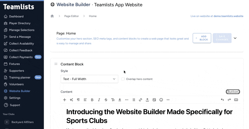Add content to your pages