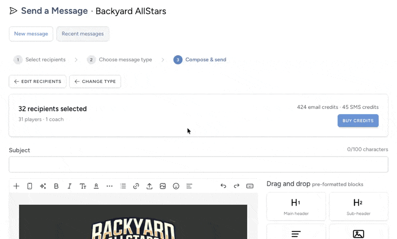 Visual email builder