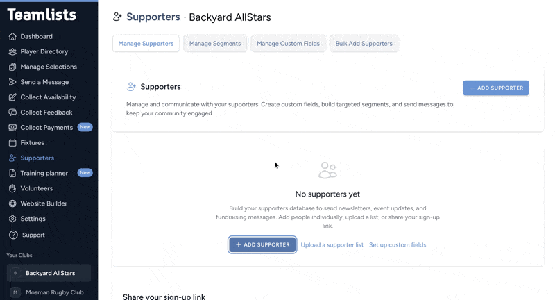 Unlimited supporters for free