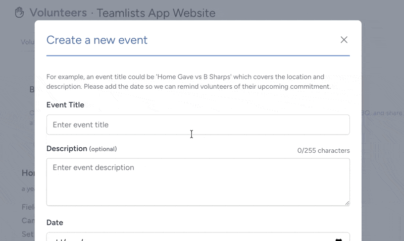 Create a volunteer event