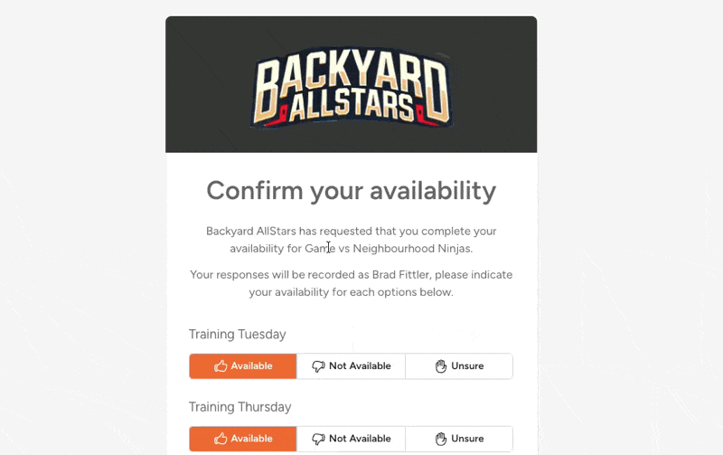 Teamlists collect availability screenshot