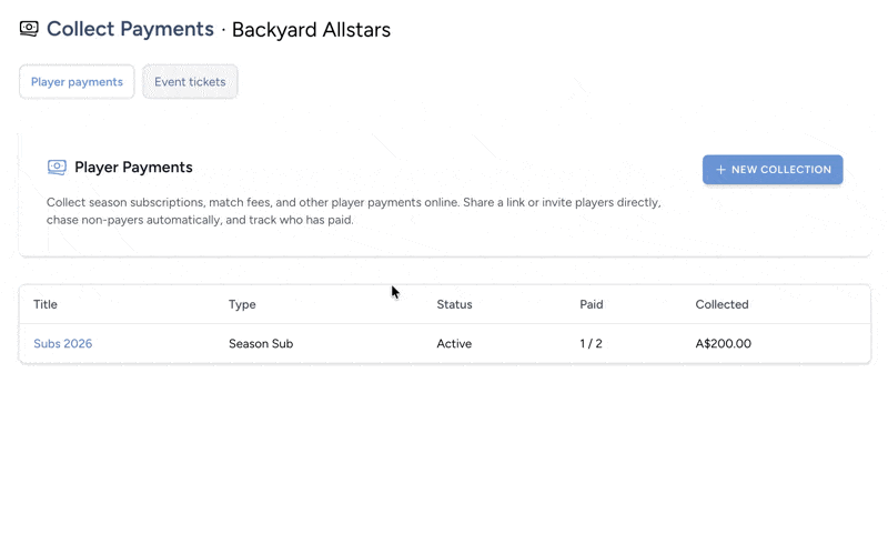 Create player payment requests