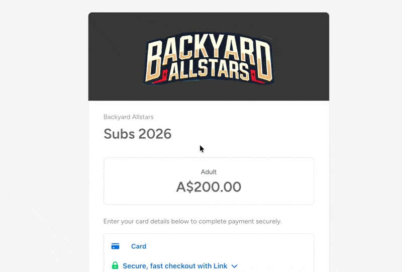 Teamlists collect payments