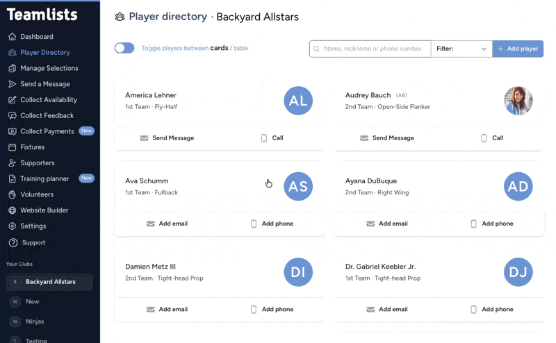 An assistant coach for every club